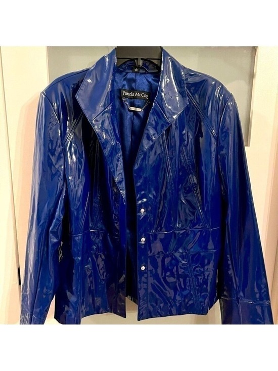 Pamela McCoy Jackets & Blazers - Pamela MCCOY cobalt blue vinyl jacket